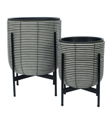 Кашпо WICKER с основанием 30x30xH38cm, серый