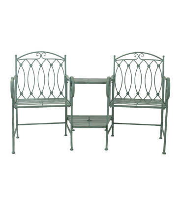 Садовая скамейка со столом MINT 155x68,5x91,5см, кованое железо, античный зеленый