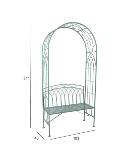 Скамья MINT с аркой 103x48xH211см, кованое железо, антично-зеленый