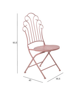 Стул ROSY складной 55,5x45x93,5см, кованое железо, розовый