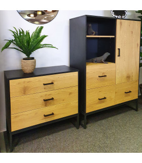 Kummut AMSTERDAM 100x40xH140cm, tamm/must