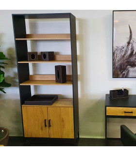 Riiul AMSTERDAM 80x30xH180cm, tamm/must