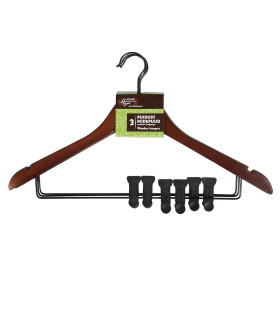 Riidepuud 3tk/komplektis, klambritega, tumepruun