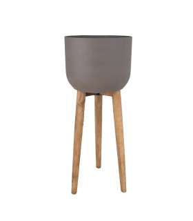 Кашпо SANDSTONE на деревянных ножках D36,5xH86см, коричневый
