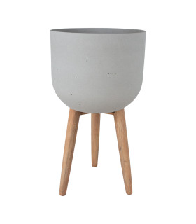 Lillepott SANDSTONE puidust jalgadega D40xH73,5cm, hall