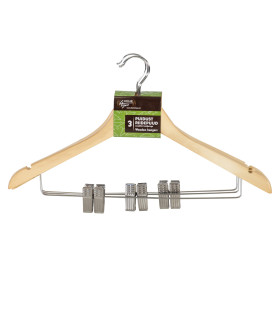 Riidepuud 3tk/komplektis, klambritega, puit, naturaalne