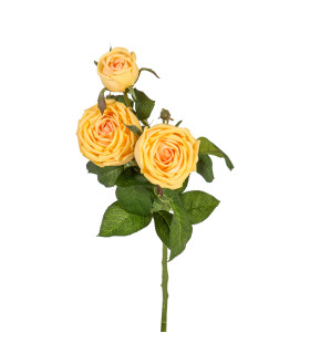 Kunstlill ROOS, 3 õienupuga, H70cm, kollane