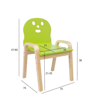 Lastetool HAPPY 39x36xH61cm, roheline