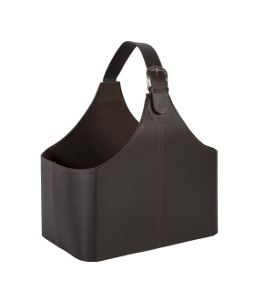 Ajalehekorv WALTER 22x38xH33cm, tumepruun, kunstnahk