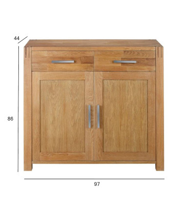 Kummut CHICAGO NEW 2-sahtli ja 2-uksega, 97x44xH86cm, puit: tammespoon/MDF, värvus: naturaalne, viimistlus: õlitatud