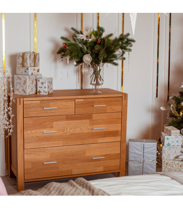 Kummut CHICAGO NEW 4 sahtliga, 105x45xH84cm, puit: tammespoon, värvus: naturaalne