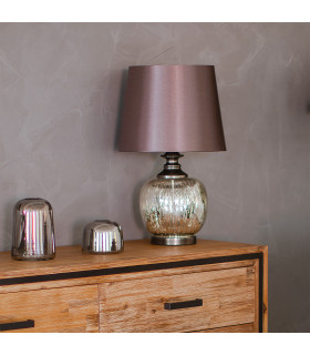 Настольный светильник LUXO H58см, антично-серебряный стекло, абажур: тёмно-серый атлас, шёлк