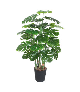 Kunstpuu MONSTERA, H120cm, 5 tüvega, must pott