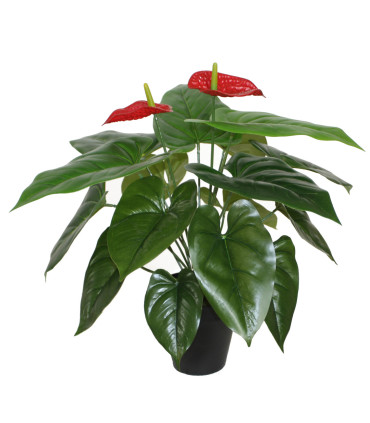 Искусственное растение ANTHURIUM H45см, фламинго, чёрный горшок