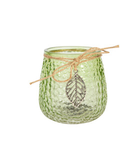 Подсвечник LULU D9xH10см, зелёный, металлический лист