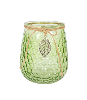 Küünlahoidja LULU D12xH14cm, roheline, metallist leht