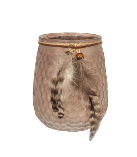 Подсвечник FROST LULU D12xH14см, матово-коричневый, перья