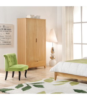 Шкаф CHAMBA с 2 дверцами и 1 выдвижным ящиком, 90x58xH198см, дерево: шпон дуба, цвет: натуральный