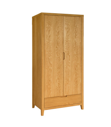 Шкаф CHAMBA с 2 дверцами и 1 выдвижным ящиком, 90x58xH198см, дерево: шпон дуба, цвет: натуральный