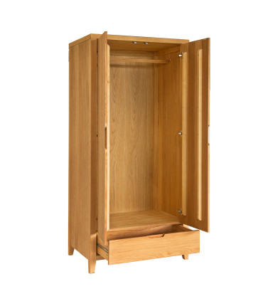 Шкаф CHAMBA с 2 дверцами и 1 выдвижным ящиком, 90x58xH198см, дерево: шпон дуба, цвет: натуральный