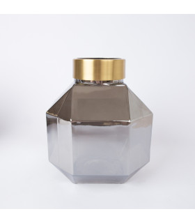 Vaas LUXO, D16xH20cm, tumehall peegel/kuldne üleäär