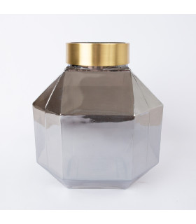 Vaas LUXO, D18xH22cm, tumehall peegel/kuldne üleäär