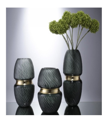 Vaas LUXO, D12xH28cm roheline/kuldne rõngas