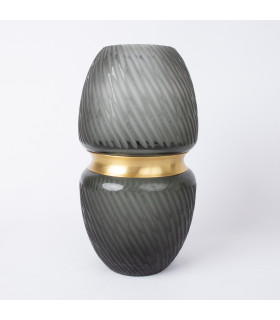 Vaas LUXO, D13,5xH23cm roheline/kuldne rõngas