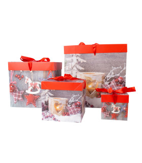 Подарочная коробка XMAS GIFT-2, 15x15x15см, микс