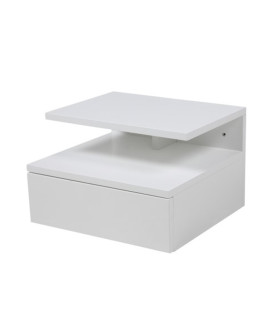 Прикроватная тумба ASHLAN 35x32xH22,5см, ярусная и с ящиком, настенные крепления, материал: дерево, цвет: белый