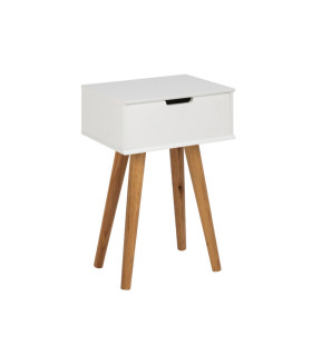 Öökapp MITRA 40x30xH61,5cm, sahtliga, valge/tamm, materjal: MDF, jalad: tamm, lakitud