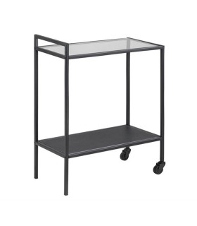 Serveerimislaud SEAFORD 60x30xH75cm, riiulid: läbipaistev/matt must 5mm klaas, raam: must metall