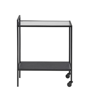 Сервировочный стол SEAFORD 60x30xH75см, полки: прозрачное/ матовое чёрное стекло 5мм, рама: чёрный металл