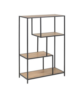 Riiul SEAFORD 77x35xH114cm, metsik tamm, mööbliplaat, metall