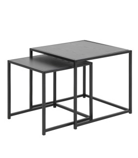 Diivanilauad 2tk SEAFORD, 50x50xH45cm/40x40xH40cm, must