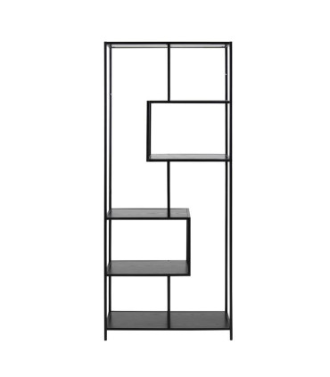 Книжный шкаф SEAFORD, 77x35xH185см, 5 полок, меламин пепельно-черный, металл, шероховатое порошковое покрытие, черный ма