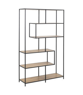 Riiul SEAFORD 114x35xH185cm, tamm, mööbliplaat, metall