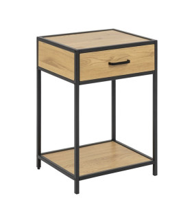 Öökapp SEAFORD 42x35xH63cm, sahtliga, materjal: lamineeritud mööbliplaat, värvus: tamm, raam: must metall