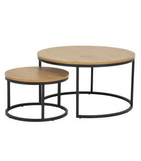 Журнальные столики SPIRO 2шт, D80xH45см/ D50xH33см, дуб
