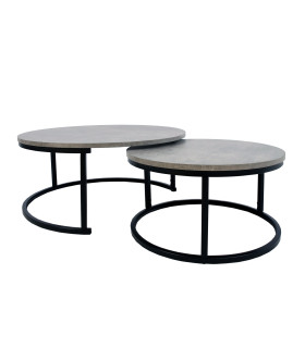 Журнальные столики BRITU 2шт, D60xH32см, D80xH35см, серый