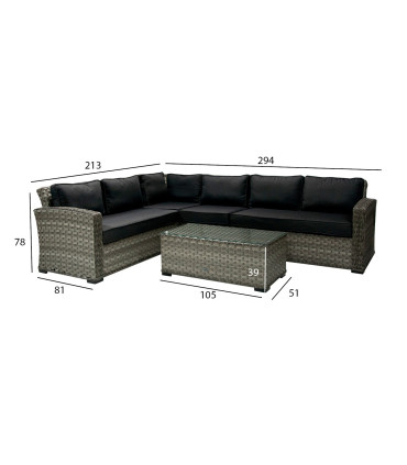Садовая мебель GENEVA угловой диван и стол, серый