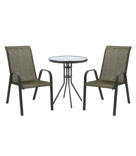 Aiamööblikomplekt DUBLIN laud ja 2 tooli, kuldpruun