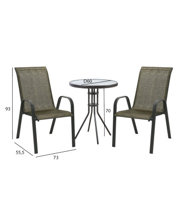 Aiamööblikomplekt DUBLIN laud ja 2 tooli, kuldpruun