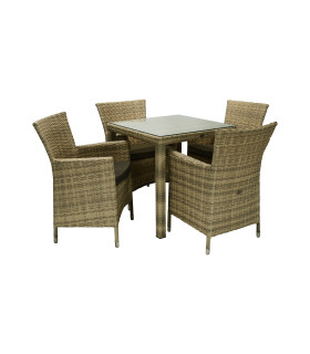Aiamööblikomplekt WICKER laud ja 4 tooli, cappuccino