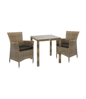 Aiamööblikomplekt WICKER laud ja 2 tooli, cappuccino