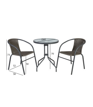Rõdukomplekt BISTRO laud ja 2 tooli