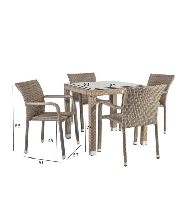 Aiamööblikomplekt LARACHE laud ja 4 tooli 2102