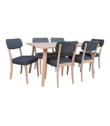 Обеденный комплект ADORA стол и 6 стульев, светлый бук