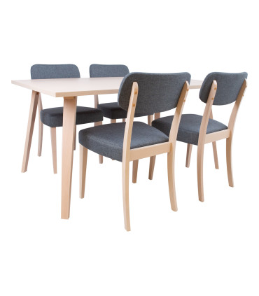 Обеденный комплект ADORA стол и 4 стула, светлый бук
