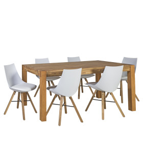 Обеденный комплект CHICAGO с 6-стульями (37021) 180x90xH76см, дерево: дуб, обработка: промасленный, цвет: натуральный